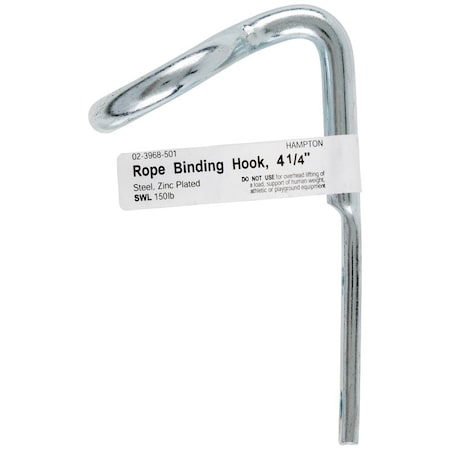 Small Zinc-Plated Silver Steel 4.125 In. L Rope Binding Hook 150 Lb